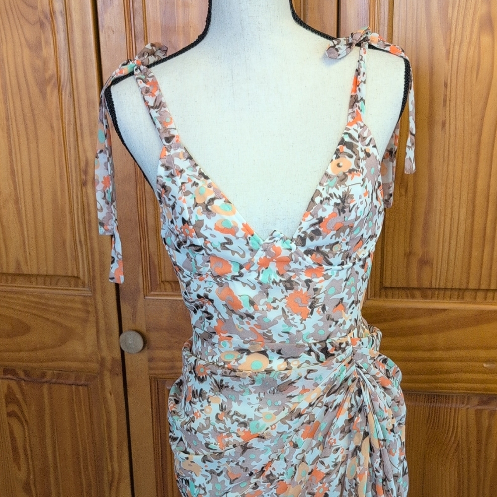 PrettyLittleThing NWT Multicolor Floral Midi Dress 6            CC206